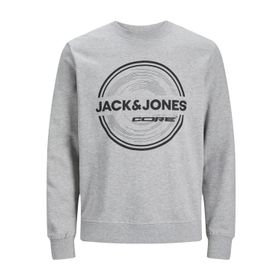 Jack & Jones Jcopilou Sweat Crew Neck Açık Gri Melanj Detaylar Yeni Hafif Erkek Sweatshirt