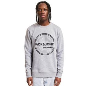 Jack & Jones Jcopilou Sweat Crew Neck Açık Gri Melanj Detaylar Yeni Hafif Erkek Sweatshirt