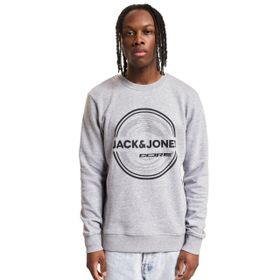 Jack & Jones Jcopilou Sweat Crew Neck Açık Gri Melanj Detaylar Yeni Hafif Erkek Sweatshirt