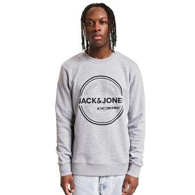 Jack & Jones Jcopilou Sweat Crew Neck Açık Gri Melanj Detaylar Yeni Hafif Erkek Sweatshirt