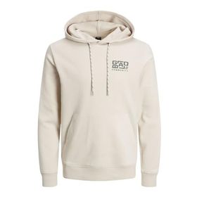 Jack & Jones Jcowaffle Backprint Sweat Hood Kırık Beyaz Erkek Sweatshirt