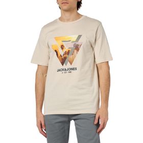 JACK & JONES Jjcellox Tee SS Moonbeam Bisiklet Yaka Erkek T-shirt