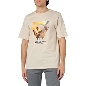 JACK & JONES Jjcellox Tee SS Moonbeam Bisiklet Yaka Erkek T-shirt