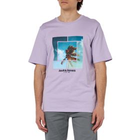 JACK & JONES Jjcellox Tee SS Mor Pembe Bisiklet Yaka Erkek T-shirt