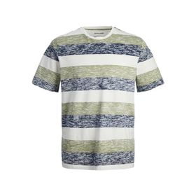 Jack & Jones Jjcoast Çizgili Yağlı Yeşil Regular Fit Yuvarlak Yaka Erkek T-shirt