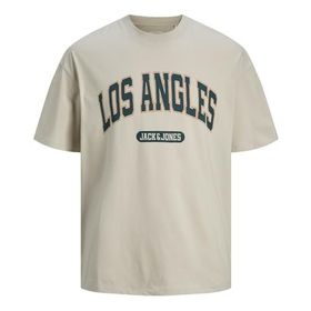 Jack & Jones Jjebradley Varsity Tee Ss O-Neck Styd Moonbeam Baskı Los Angeles Erkek T-shirt