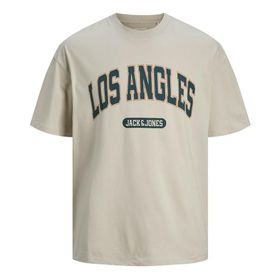 Jack & Jones Jjebradley Varsity Tee Ss O-Neck Styd Moonbeam Baskı Los Angeles Erkek T-shirt