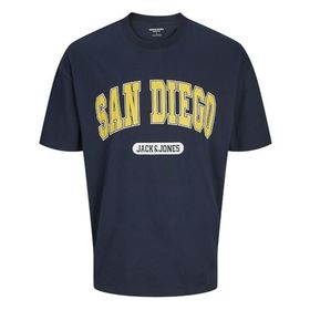 Jack & Jones Jjebradley Varsity Tee SS O-Neck Styd Sky Captain Print San Diego Erkek T-shirt