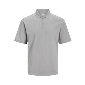 Jack & Jones Jjemac Zip SS SN Ultimate Grey Polo Erkek T-shirt