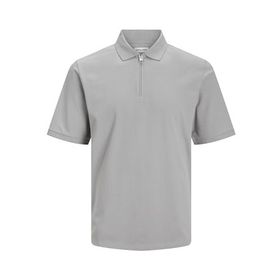 Jack & Jones Jjemac Zip SS SN Ultimate Grey Polo Erkek T-shirt