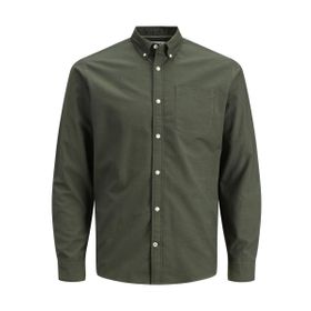 Jack & Jones Jjeoxford Shirt L/S S21 NOOS Forest Night Fit Slim Erkek T-shirt