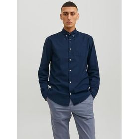 Jack & Jones Jjeoxford Shirt L/S S21 Noos Lacivert Blazer Fit Slim Fit Erkek T-shirt