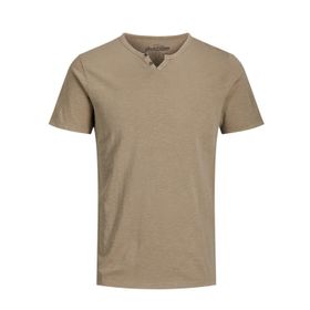 Jack & Jones Jjesplit Neck Tee Noos Crockery Fit Slim Erkek T-shirt
