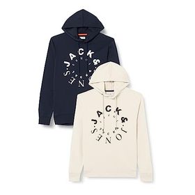 Jack & Jones Jjwarrior Sweat Hood 2PK MP Kırık Beyaz Erkek Sweatshirt