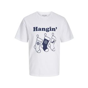 Jack & Jones Jjxmas One Color Funny Tee Ss Parlak Beyaz Bisiklet Yaka Erkek T-shirt