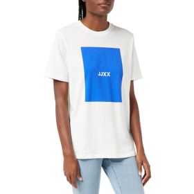 Jack & Jones Jjxx Jxamber Rlx Ss Every Square Tee Jrs Noos Bright White Print Blue Lolite Square Kadın T-shirt