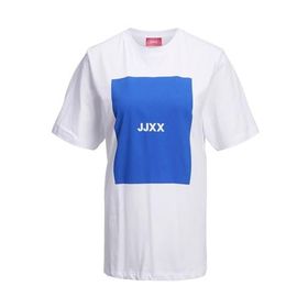 Jack & Jones Jjxx Jxamber Rlx Ss Every Square Tee Jrs Noos Bright White Print Blue Lolite Square Kadın T-shirt
