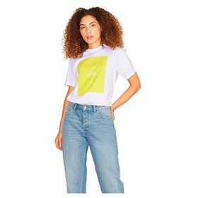 Jack & Jones Jjxx Jxamber Rlx Ss Every Square Tee Jrs Noos Bright White Print Limeade Square Kadın T-shirt
