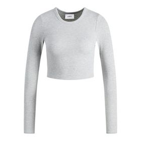 Jack & Jones JJXX Jxfeline STR LS Rib TEE JRS Noos Light Grey Melange Kadın T-shirt