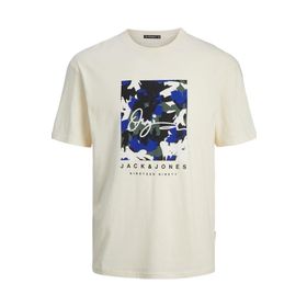 Jack & Jones Joraruba Aop Branding Tee Ss Crew Neck Krem Rengi Erkek T-shirt