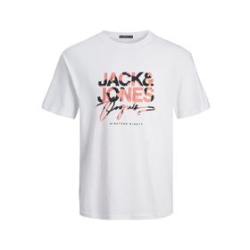 Jack & Jones Joraruba Aop Branding Tee Ss Crew Neck Parlak Beyaz Erkek T-shirt