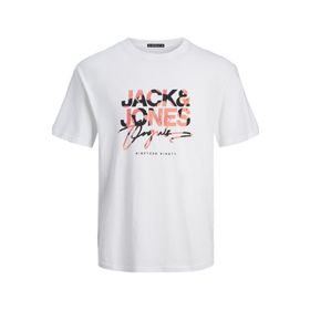 Jack & Jones Joraruba Aop Branding Tee Ss Crew Neck Parlak Beyaz Erkek T-shirt