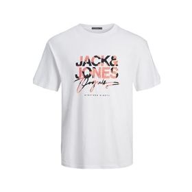 Jack & Jones Joraruba Aop Branding Tee Ss Crew Neck Parlak Beyaz Erkek T-shirt