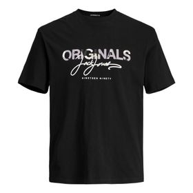 Jack & Jones Joraruba Aop Branding Tee Ss Crew Neck Siyah Erkek T-shirt