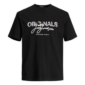 Jack & Jones Joraruba Aop Branding Tee Ss Crew Neck Siyah Erkek T-shirt
