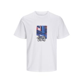 Jack & Jones Jorbushwick Blur Tee Ss Parlak Beyaz Bisiklet Yaka Erkek T-shirt