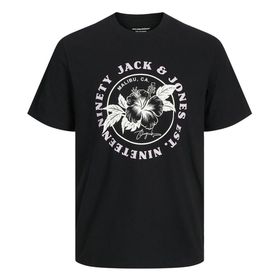 Jack & Jones Jorflowers Tee Ss Crew Neck Styd Siyah Erkek T-shirt