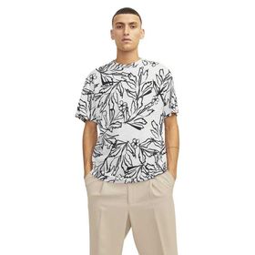 Jack & Jones Jorlafayette AOP Tee SS LN Cloud Dancer Bisiklet Yaka Erkek T-shirt