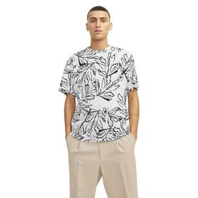 Jack & Jones Jorlafayette AOP Tee SS LN Cloud Dancer Bisiklet Yaka Erkek T-shirt
