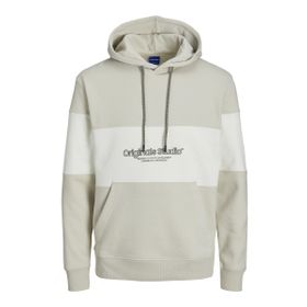 Jack & Jones Jorlakewood Sweat Hood BF LN Bloklu Kırık Beyaz Erkek Sweatshirt