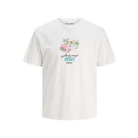Jack & Jones Jorlustre Tee Ss Crew Neck TG Parlak Beyaz Baskı: Buz Kamyonu Erkek T-shirt