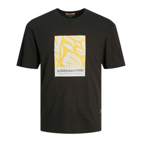 Jack & Jones Jormarbella Aop Branding Tee Ss Crew Nec Siyah Sarı Beyaz Erkek T-shirt
