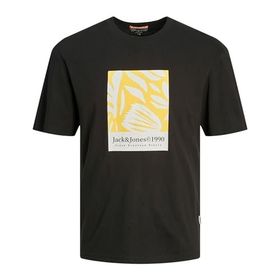 Jack & Jones Jormarbella Aop Branding Tee Ss Crew Nec Siyah Sarı Beyaz Erkek T-shirt