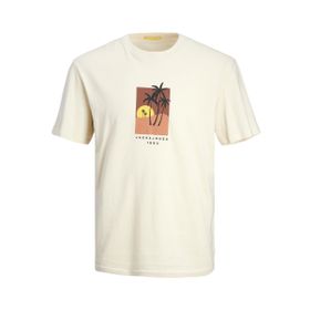Jack & Jones Jormarbella Front Tee Ss Crew Neck Krem Rengi Erkek T-shirt