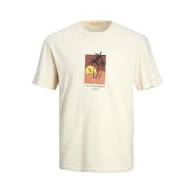 Jack & Jones Jormarbella Front Tee Ss Crew Neck Krem Rengi Erkek T-shirt