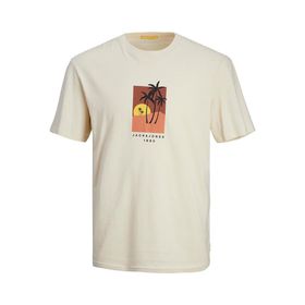 Jack & Jones Jormarbella Front Tee Ss Crew Neck Krem Rengi Erkek T-shirt