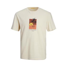Jack & Jones Jormarbella Front Tee Ss Crew Neck Krem Rengi Erkek T-shirt