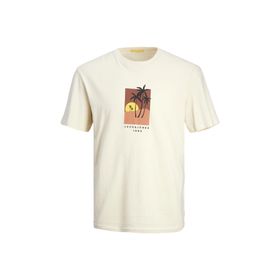 Jack & Jones Jormarbella Front Tee Ss Crew Neck Krem Rengi Erkek T-shirt