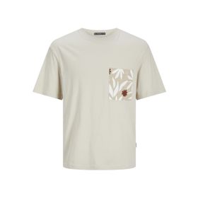 JACK & JONES Jormarbella Pocket Tee Ss Moonbeam Bisiklet Yaka Erkek T-shirt