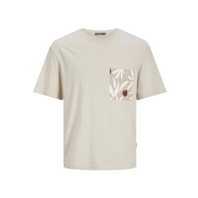 JACK & JONES Jormarbella Pocket Tee Ss Moonbeam Bisiklet Yaka Erkek T-shirt
