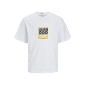 Jack & Jones Jormykonos Geo Front Tee Ss C.n LN Parlak Beyaz Erkek T-shirt