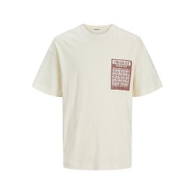 Jack & Jones Jormykonos Geo Front Tee Ss C.n Ln Tereyağı Krema Erkek T-shirt