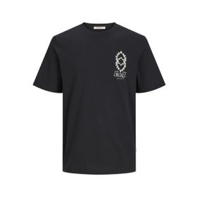 Jack & Jones Jornoto Graphic Chest Siyah Relaxed Fit Yuvarlak Yaka Erkek T-shirt