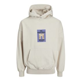 Jack & Jones jorontario Graphic Sweat Hood Kırık Beyaz Erkek Sweatshirt