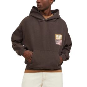 Jack & Jones Jorontario Graphic Sweat Hood Koyu Kahve Erkek Sweatshirt