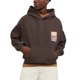 Jack & Jones Jorontario Graphic Sweat Hood Koyu Kahve Erkek Sweatshirt